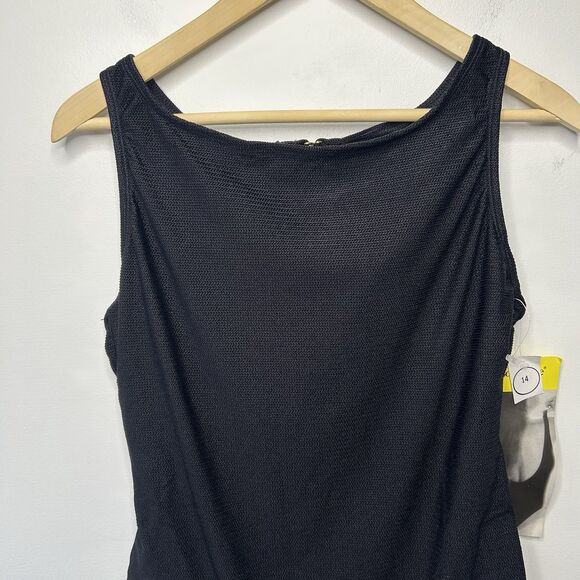Longitude Size 14 Tank Swimsuit Black Textured Tummy Control - Picture 3 of 10